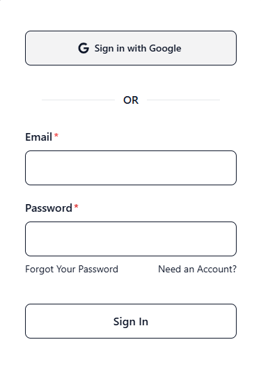 Login page